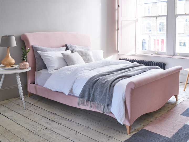 4 Arles Bed in Linara Dusky Pink
